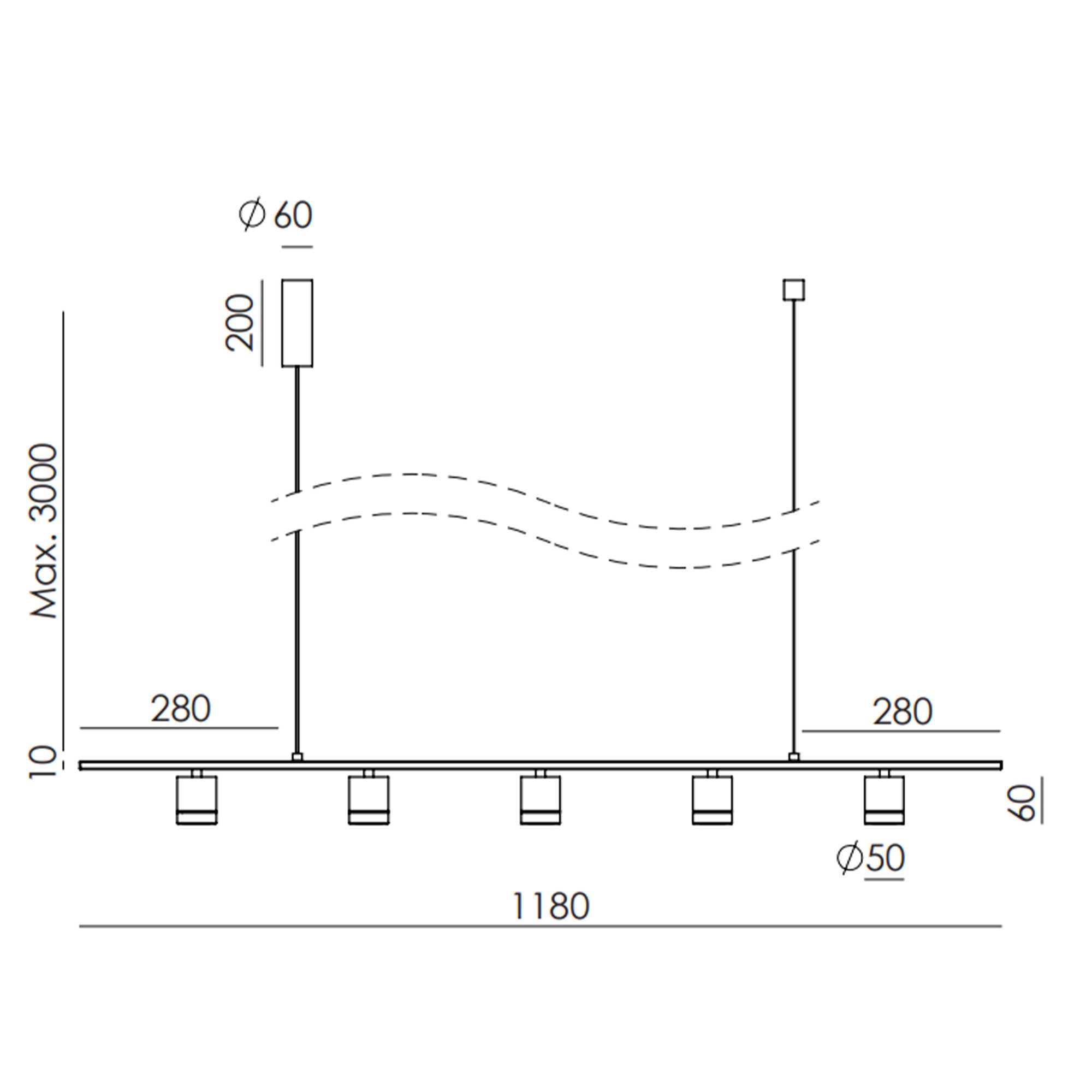 Aromas Tea LED závěsné svítidlo s pěti světli