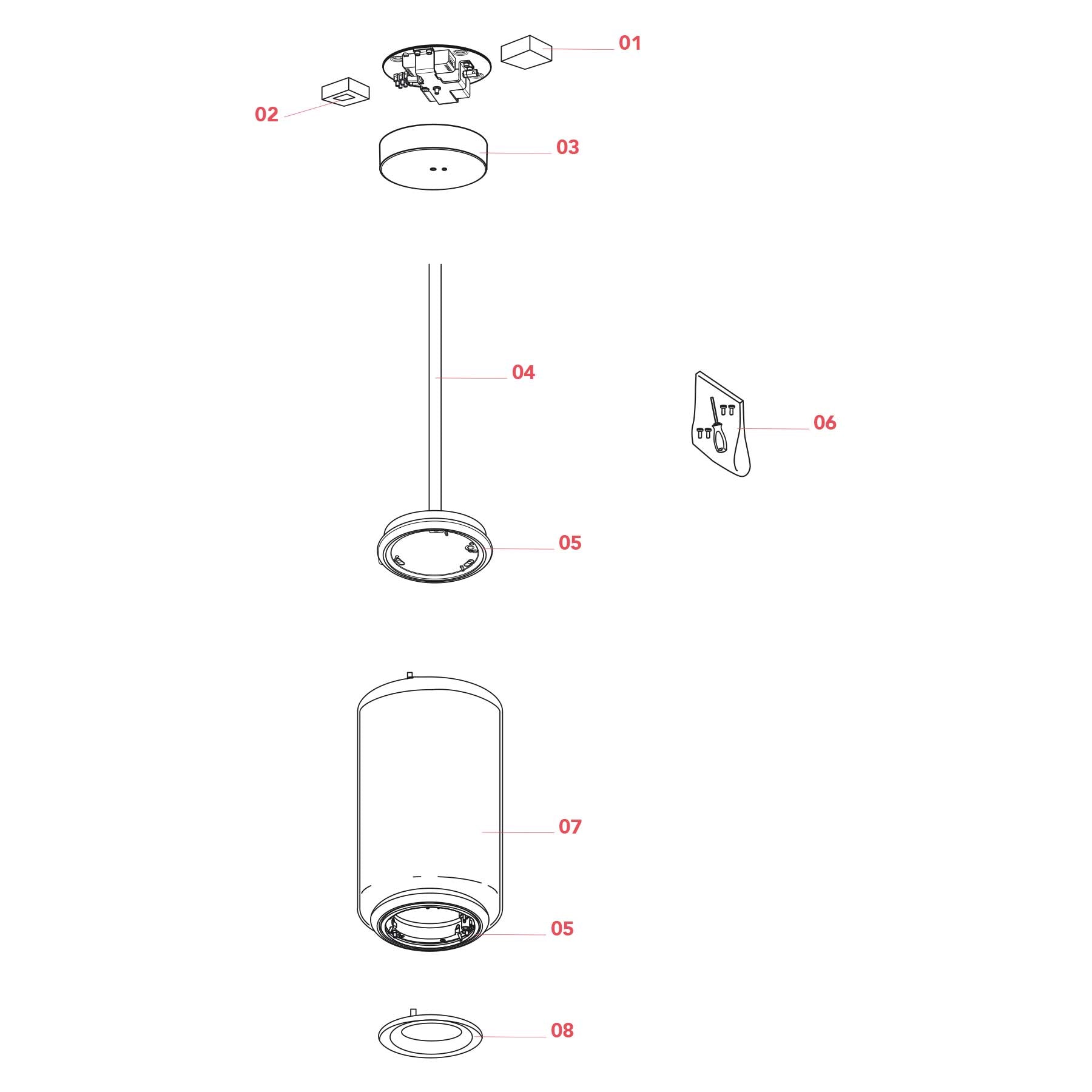 Flos Noctambule LED závěsné skleněné svítidlo