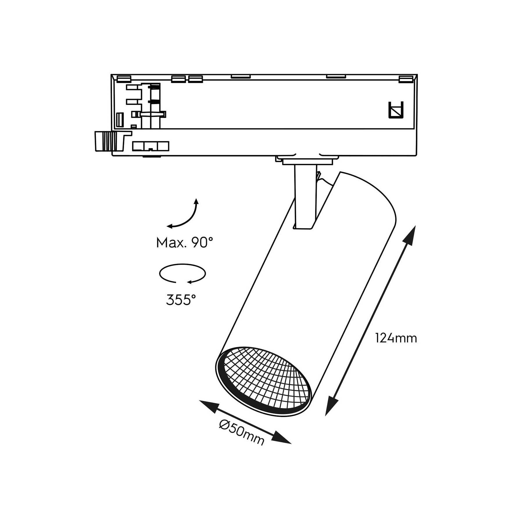 KARIZMA luce Caro LED svítidlo pro 3F lištu černé