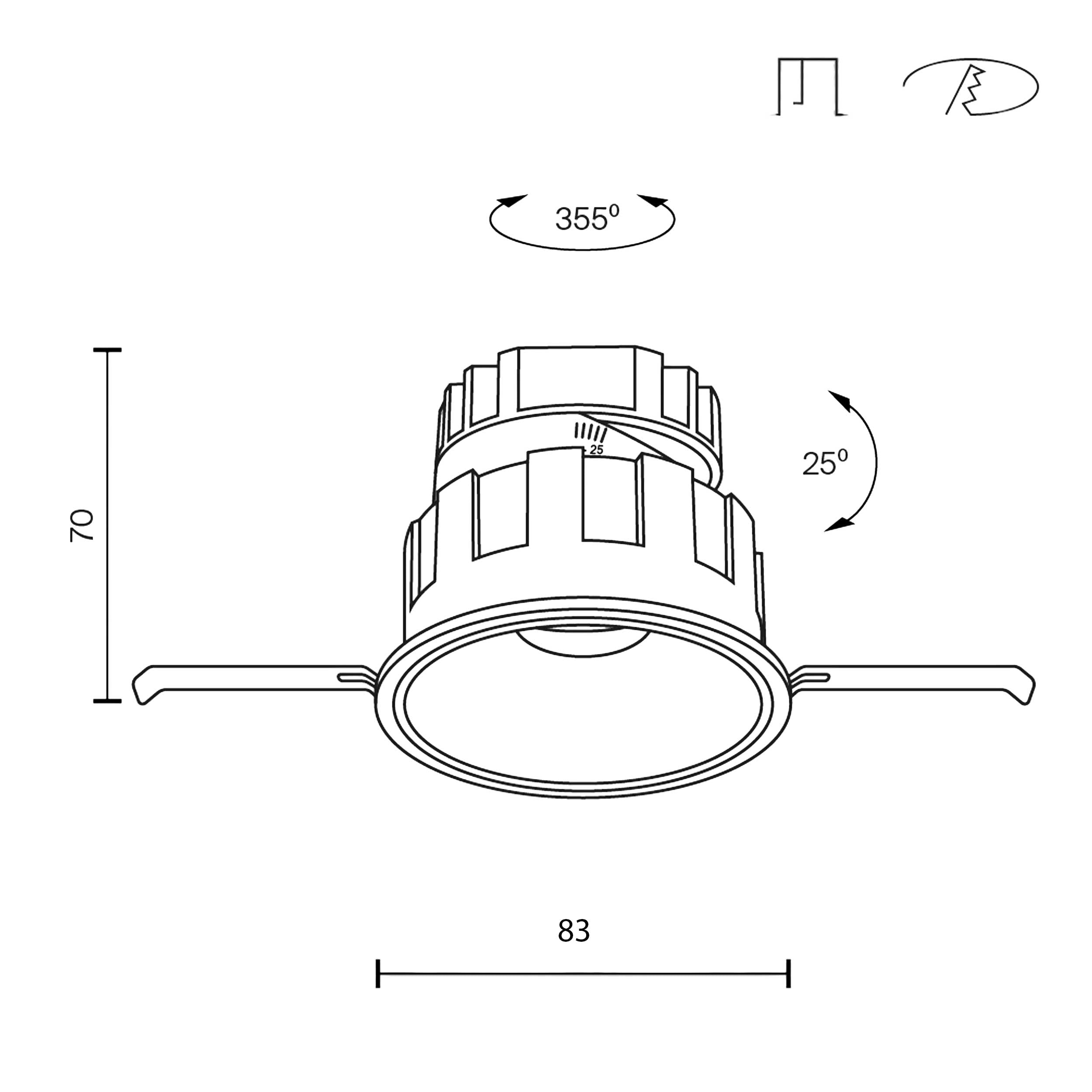 Maytoni downlight Wise LED 36° indbygget cirkulært lysarmatur