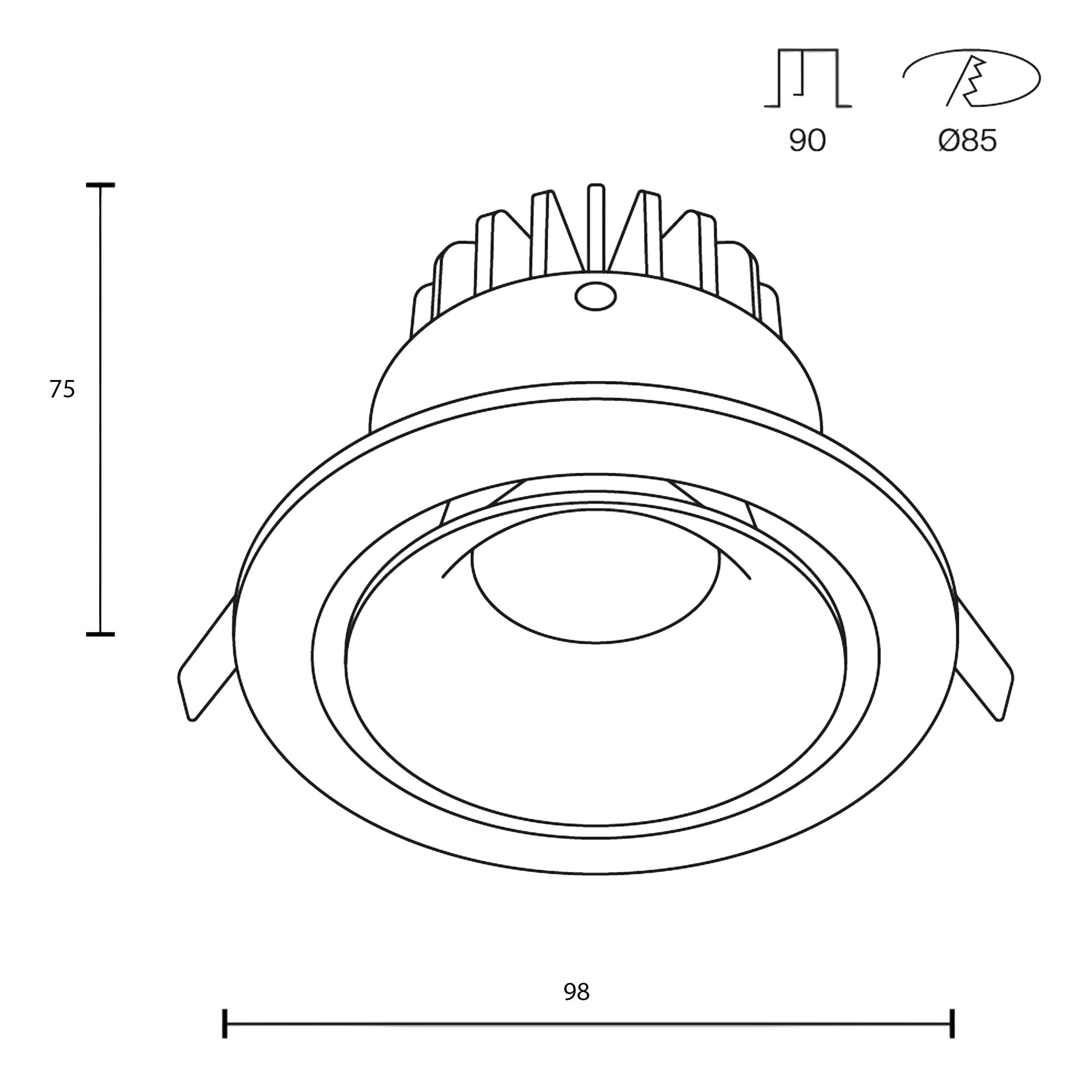 Maytoni downlight Yin LED 12W 60° indbygget cirkulært lysarmatur