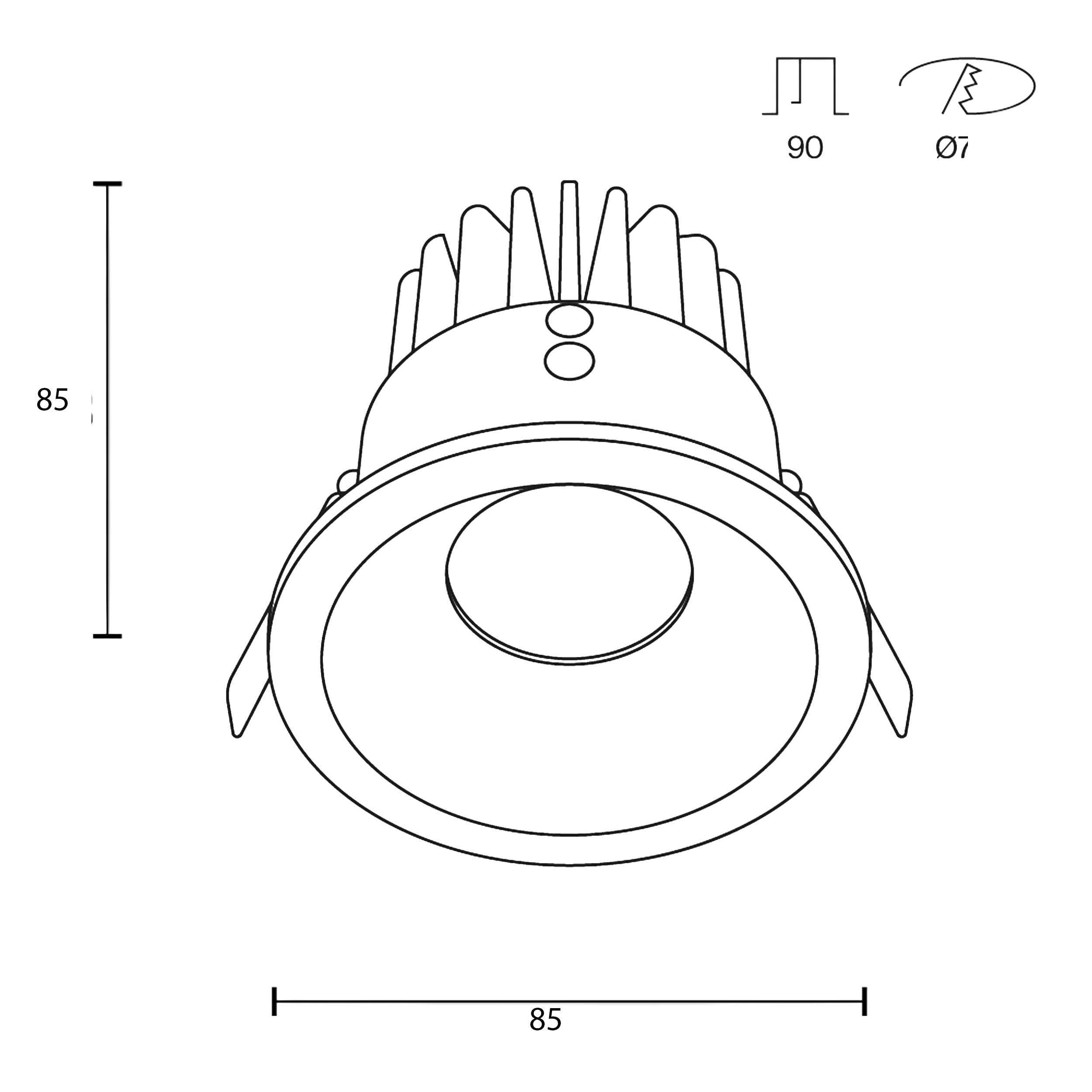 Maytoni downlight Zoom LED 60° indbygget cirkulært lysarmatur, hvid