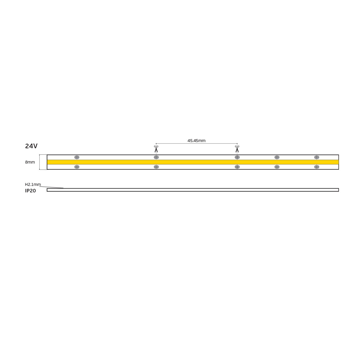 LED-bånd COB 24 V CRI90 IP20 3000 K/4000 K, dæmpbart (5 m)