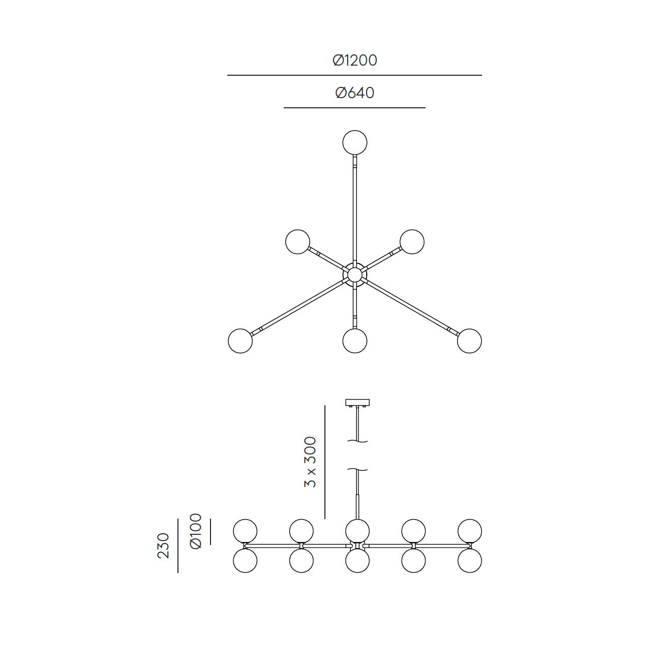 Aromas Dalt G9 závěsné svítidlo lustr
