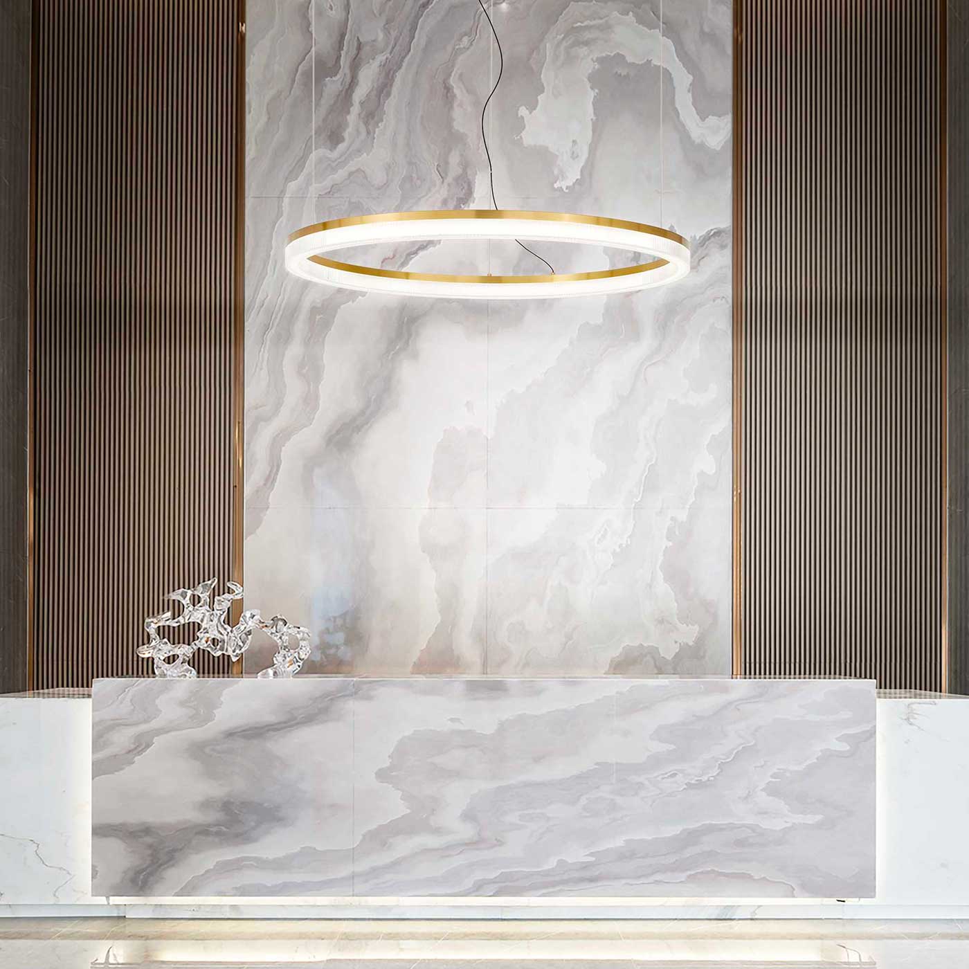 Ideal lux Crown LED kruhové závěsné svítidlo zlaté