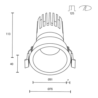 Maytoni downlight Dip LED 50° indbygget cirkulært lysarmatur, hvid