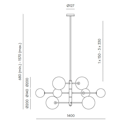 Aromas Atom G9 závěsné svítidlo lustr