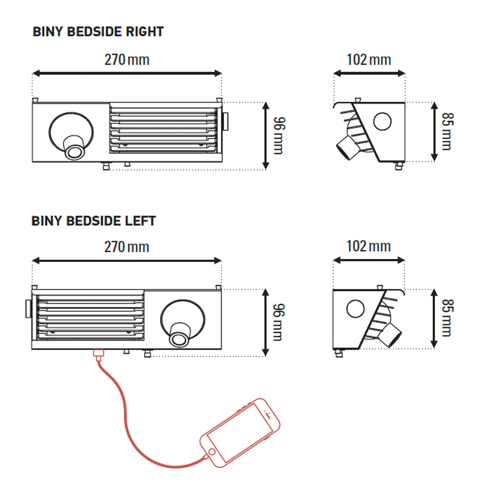 DCW éditions Biny LED-væglampe til sengen
