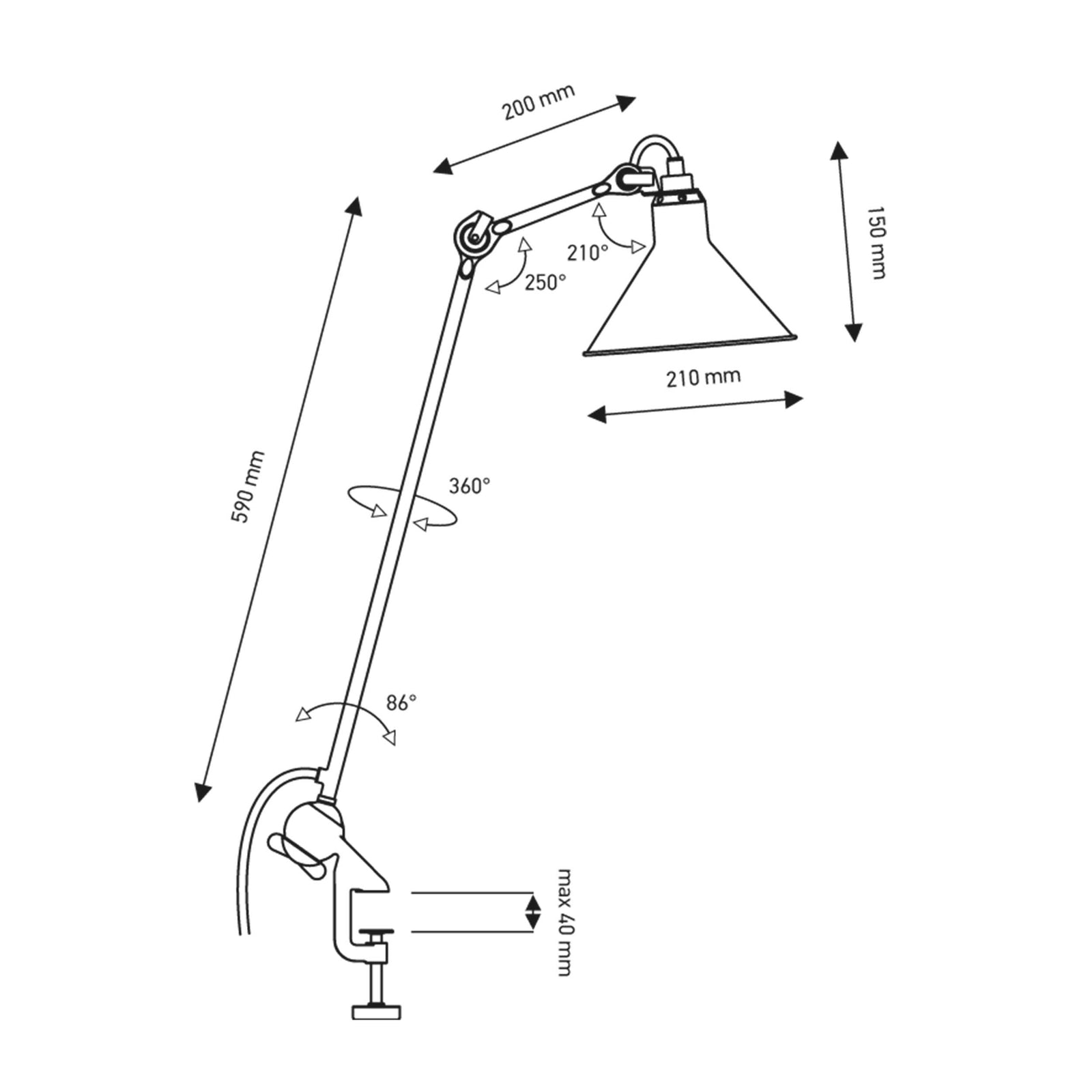 DCW éditions Lampe Gras N°201 E14 bordlampe med klips