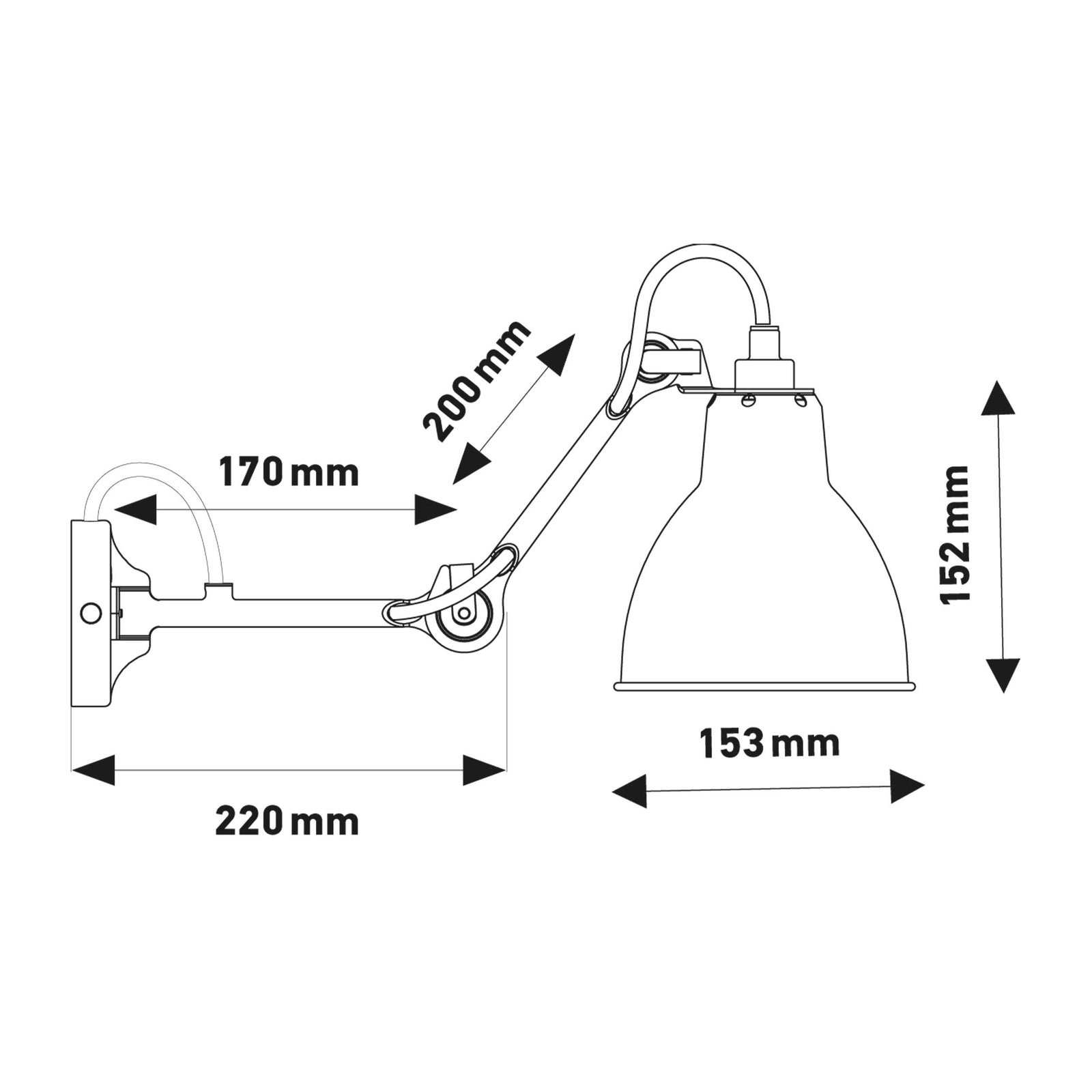 DCW éditions Lampe Gras N°204 E27 væglampe til sengen