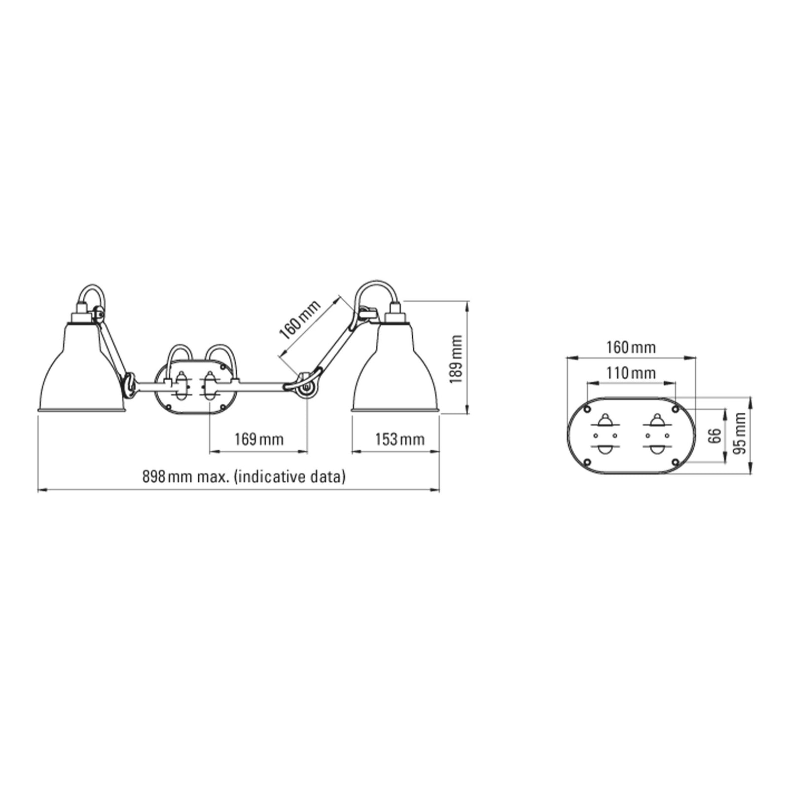 DCW éditions Lampe Gras N°204 E27 dobbelt badeværelseslampe IP44