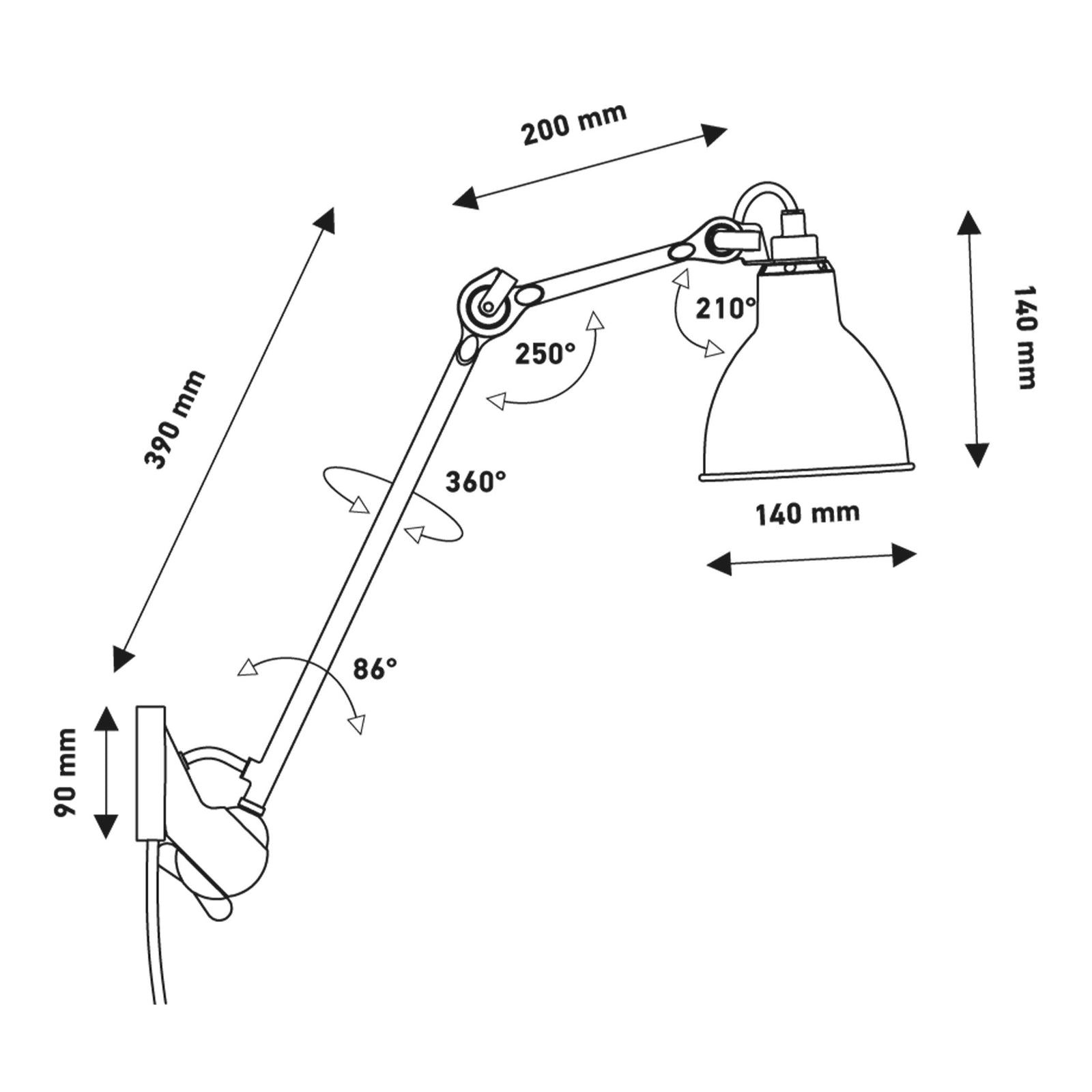 DCW éditions Lampe Gras N°222 E14 væglampe