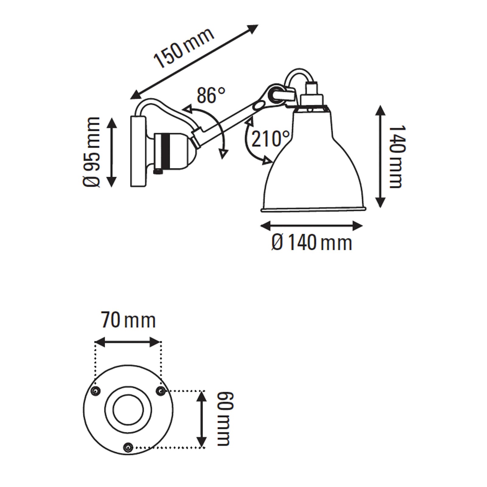 DCW éditions Lampe Gras N°304 E14 væglampe