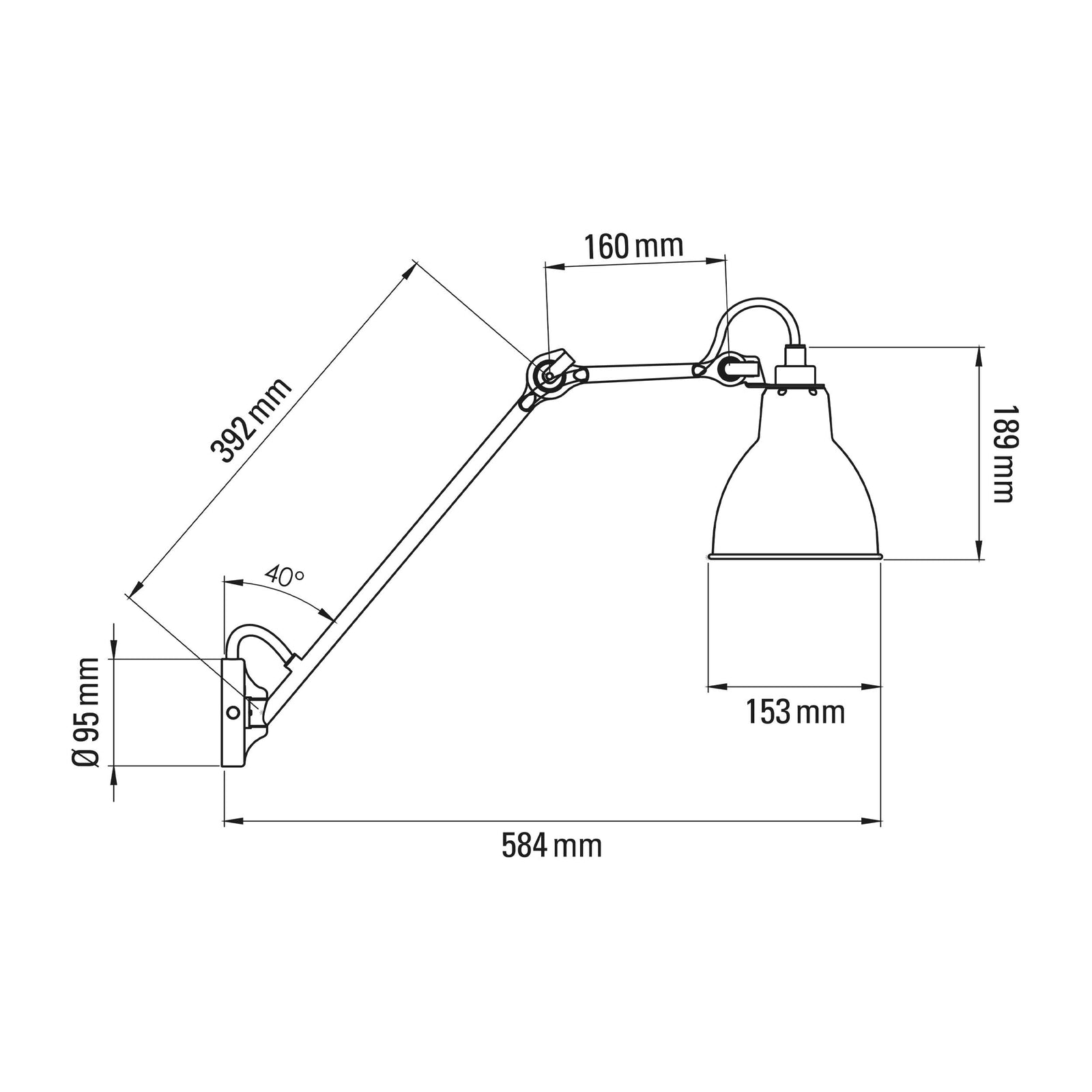 DCW éditions Lampe Gras N°122 E27 væglampe