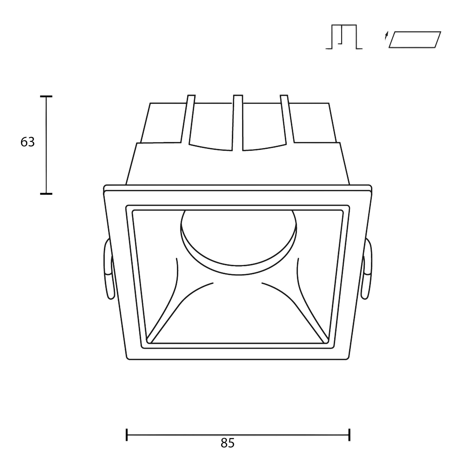 Maytoni downlight Alfa LED 15W 36° indbygget firkantet lampe, hvid