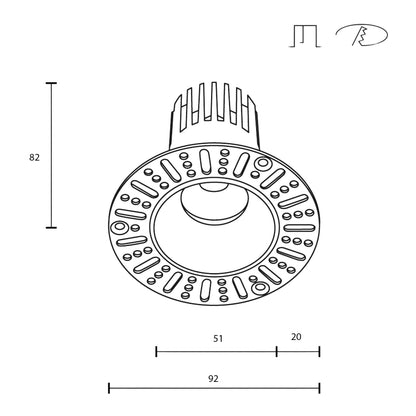 Maytoni downlight Dip LED 50° indbygget cirkulært lysarmatur, hvid