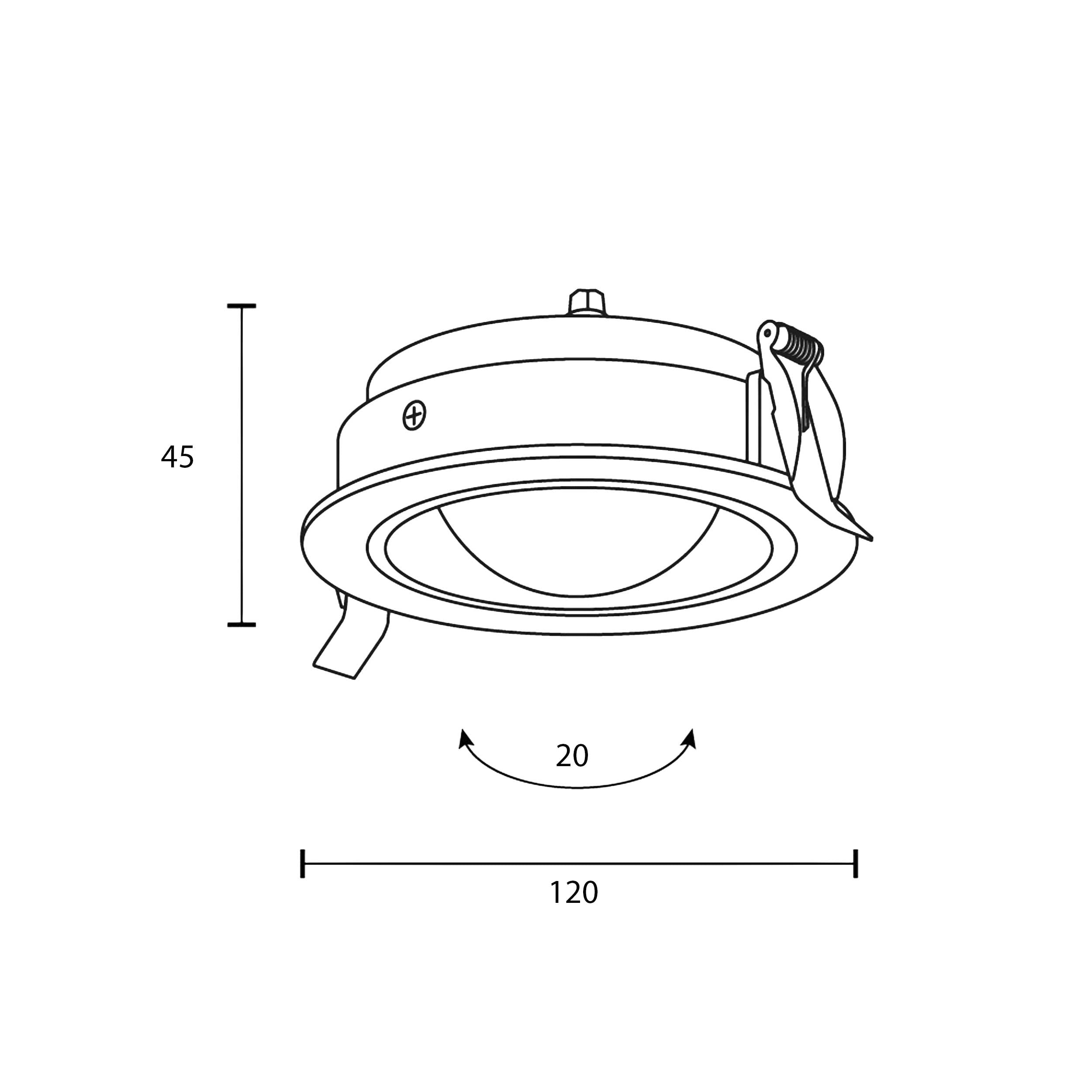 Maytoni downlight Lens LED 3000K 12W 70° indbygget cirkulært lysarmatur