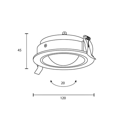 Maytoni downlight Lens LED 3000K 12W 70° indbygget cirkulært lysarmatur