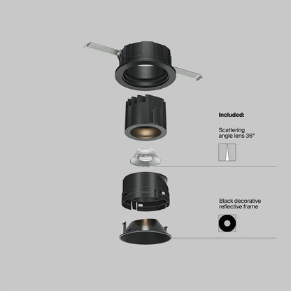 Maytoni downlight Wise LED 36° indbygget cirkulært lysarmatur