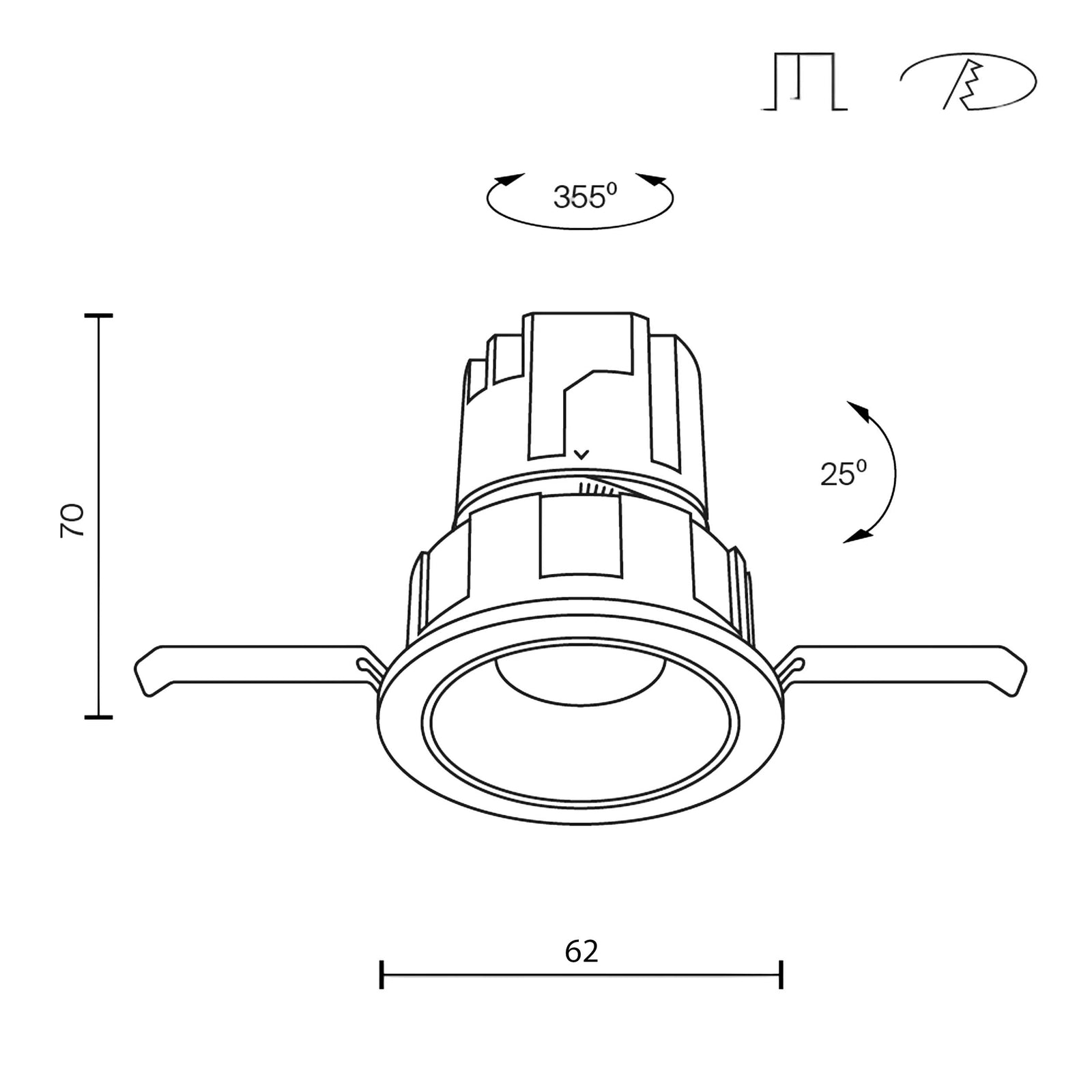Maytoni downlight Wise LED 36° indbygget cirkulært lysarmatur