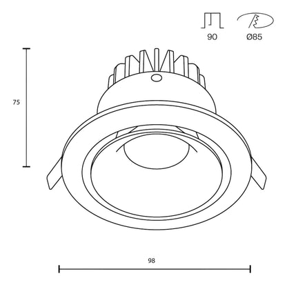 Maytoni downlight Yin LED 12W 60° indbygget cirkulært lysarmatur