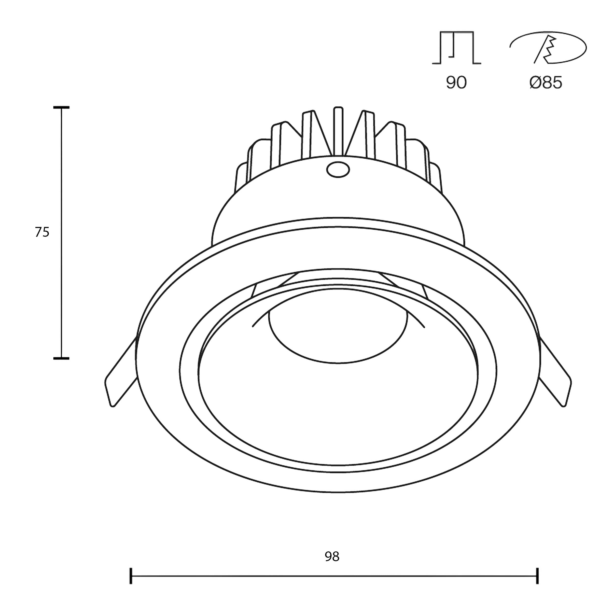 Maytoni downlight Yin LED 12W 60° indbygget cirkulært lysarmatur