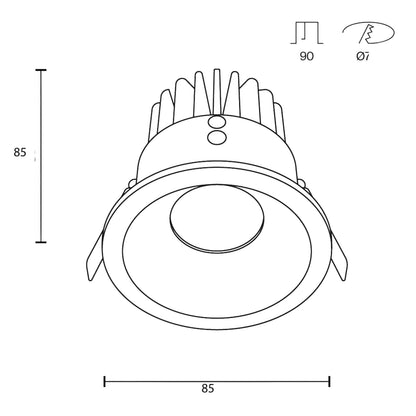 Maytoni downlight Zoom LED 60° indbygget cirkulært lysarmatur, hvid