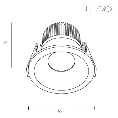 Maytoni downlight Zoom LED 60° indbygget cirkulært lysarmatur, hvid