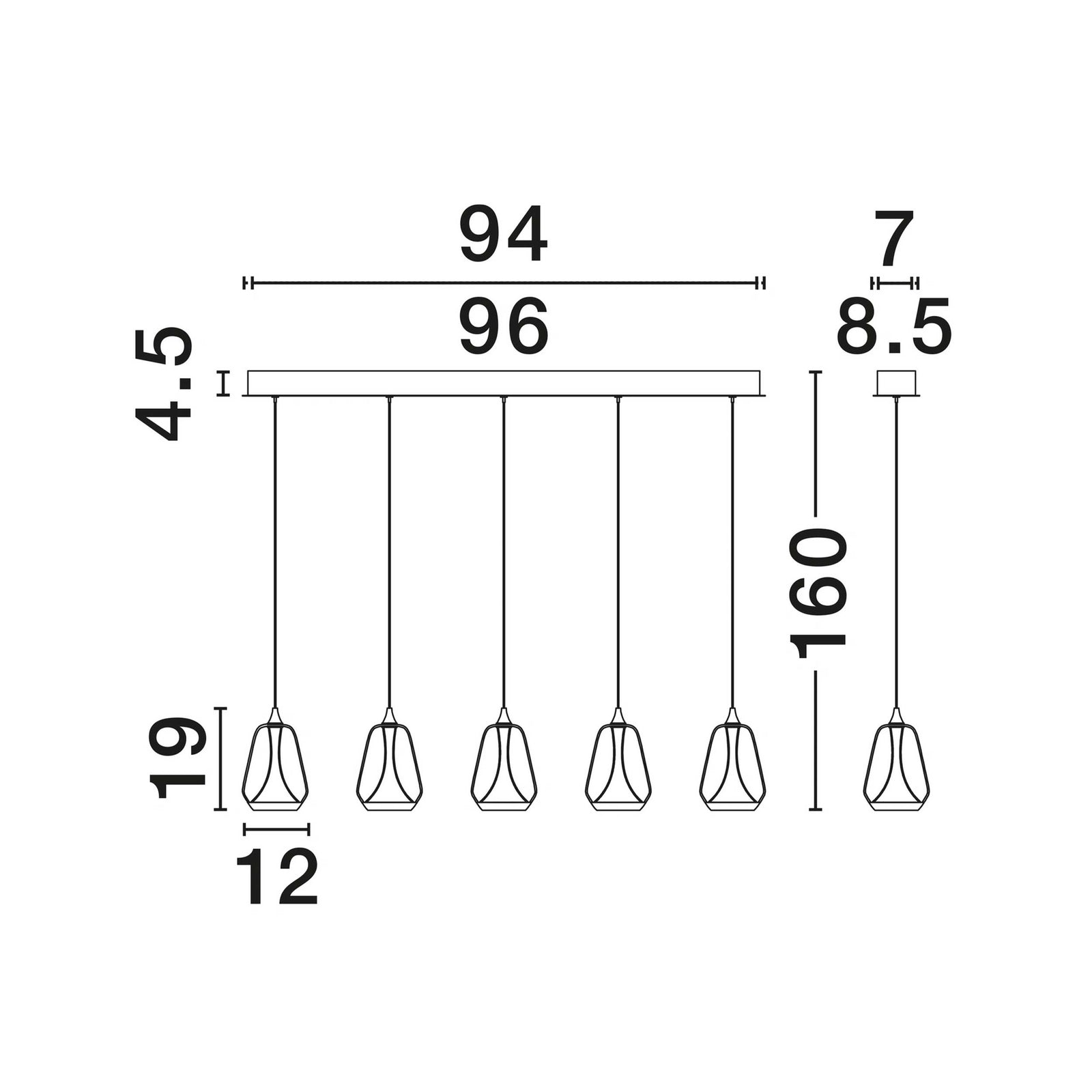 Nova Luce Alish LED-pendel, lang