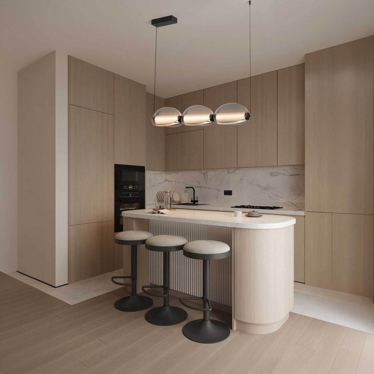 Nova Luce Noir LED-pendel, langstrakt