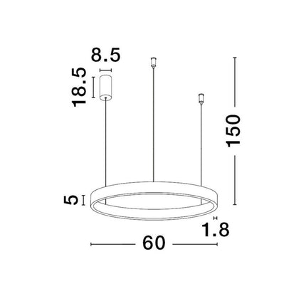Nova Luce Elowen LED-pendel, rundt armatur