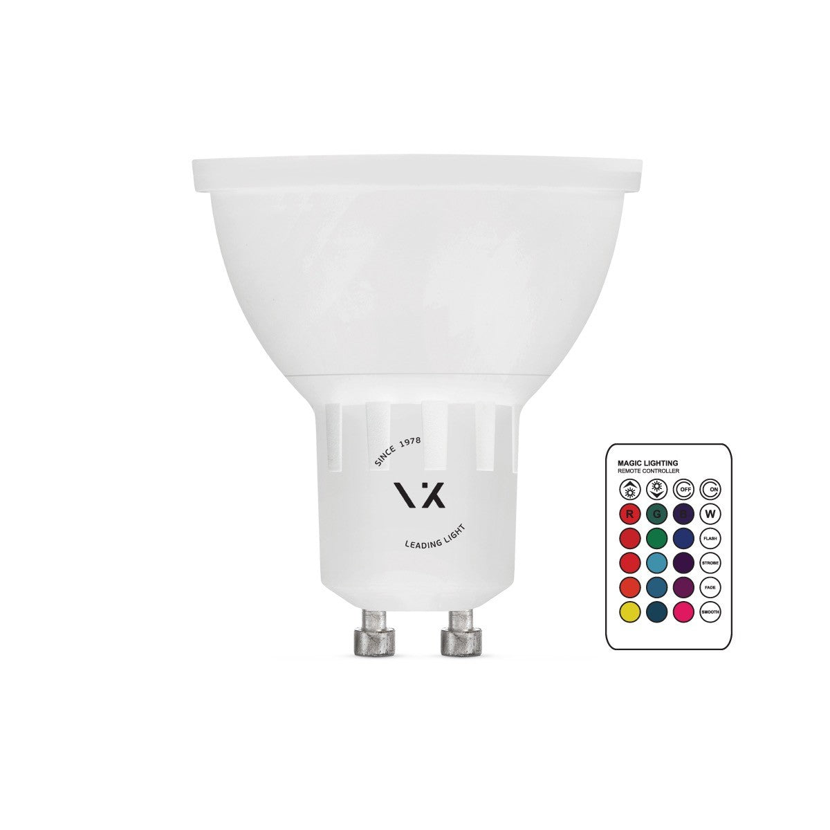 VK Light RGB GU10 3W LED-pære, dæmpbar
