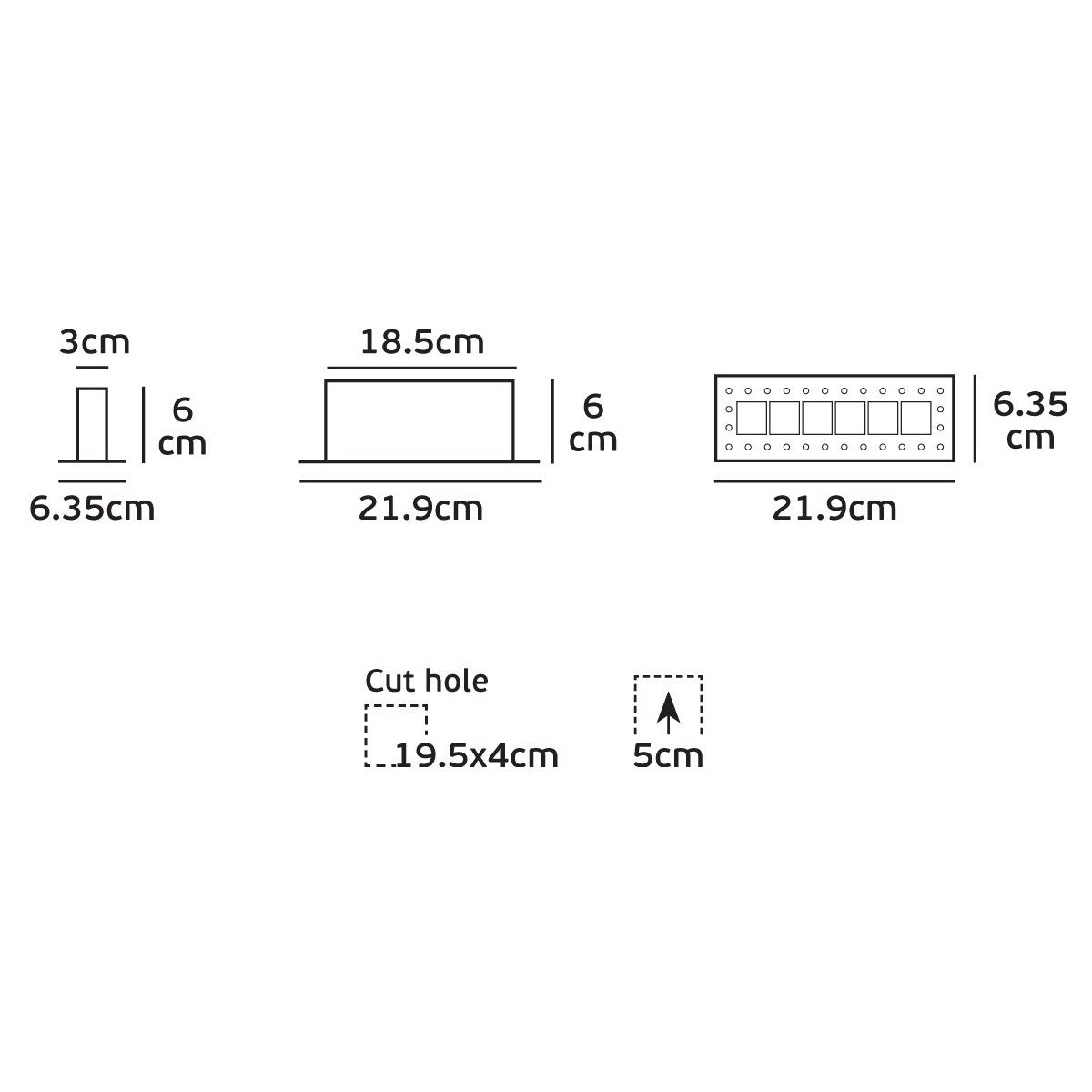 VK Light Bloc Mini Tubus LED justerbar indbygget lampe