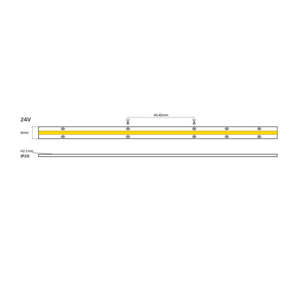 LED-bånd COB 24 V CRI90 IP20 3000 K/4000 K, dæmpbart (5 m)