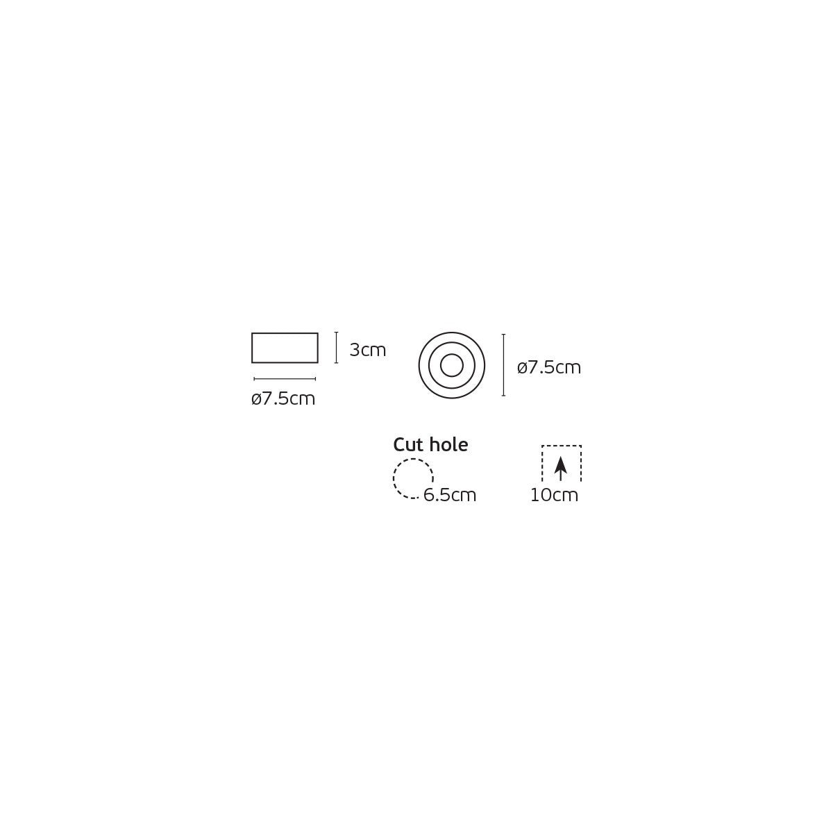 VK Light Ikon 2 GU10 indbygget spotlampe med reflektor, Ø75 mm