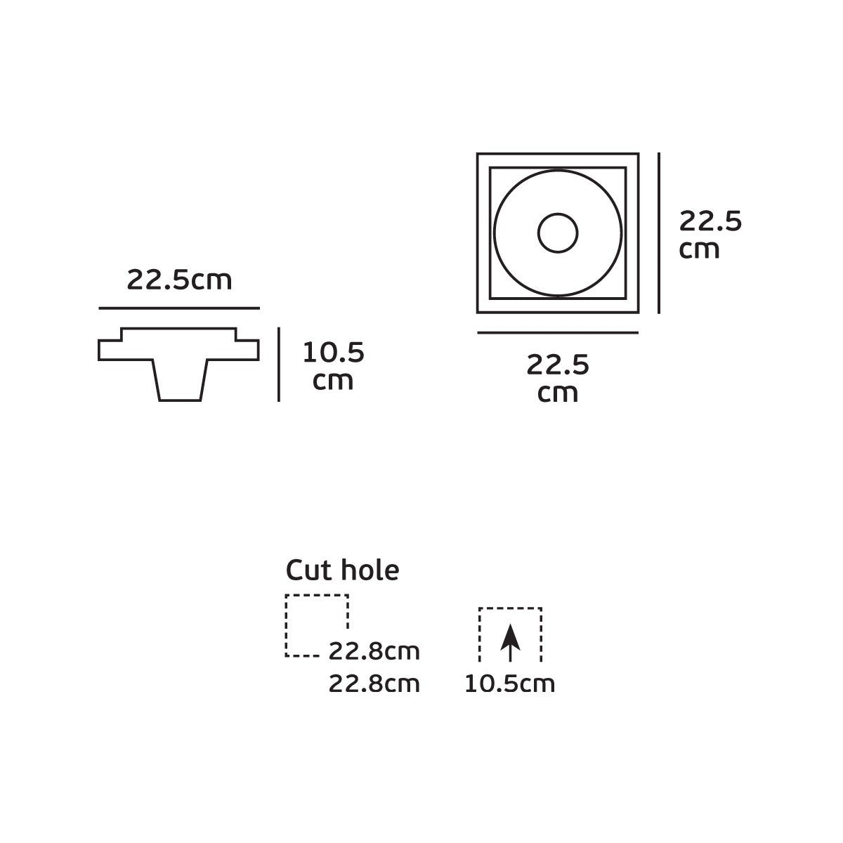 VK Light Downlight Trimless gips-indbygget GU10-armatur med fremspringende rør