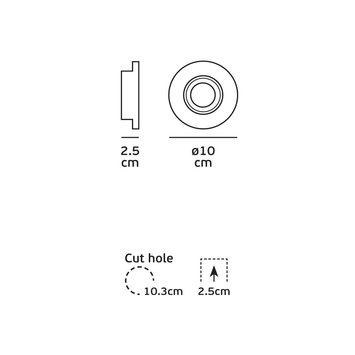 VK Light Downlight, gips-indbygget GU10-downlight, rund