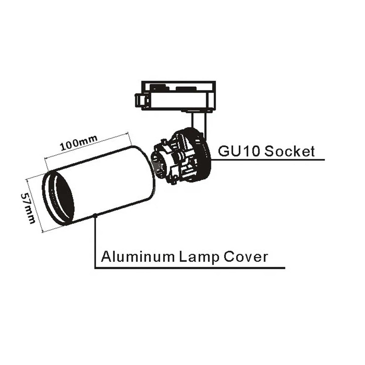 Spotlampe til 3F-skinne, GU10, sort