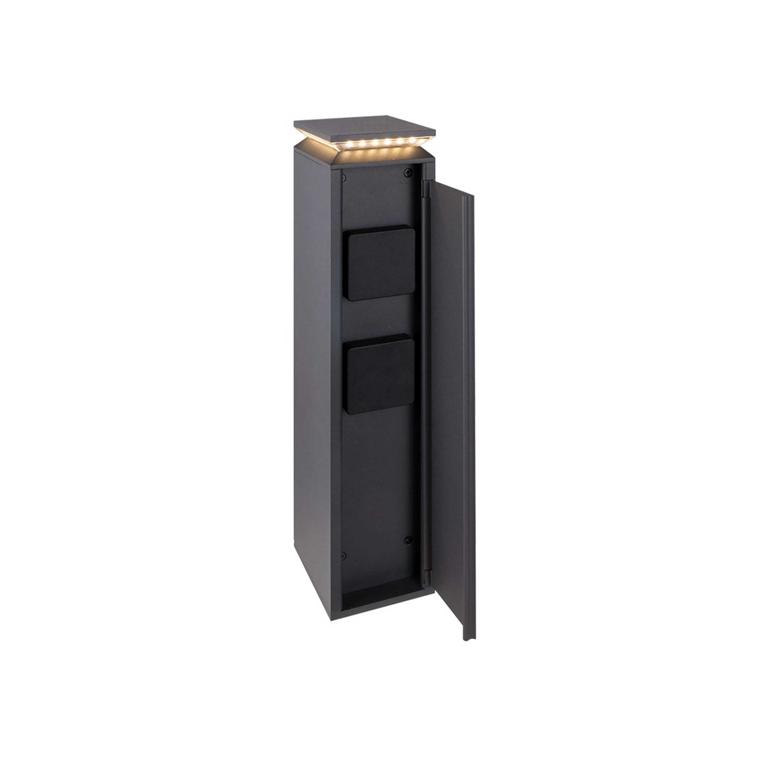 VK Light Run LED-stolpelampe med Schuko-stikkontakter, IP54