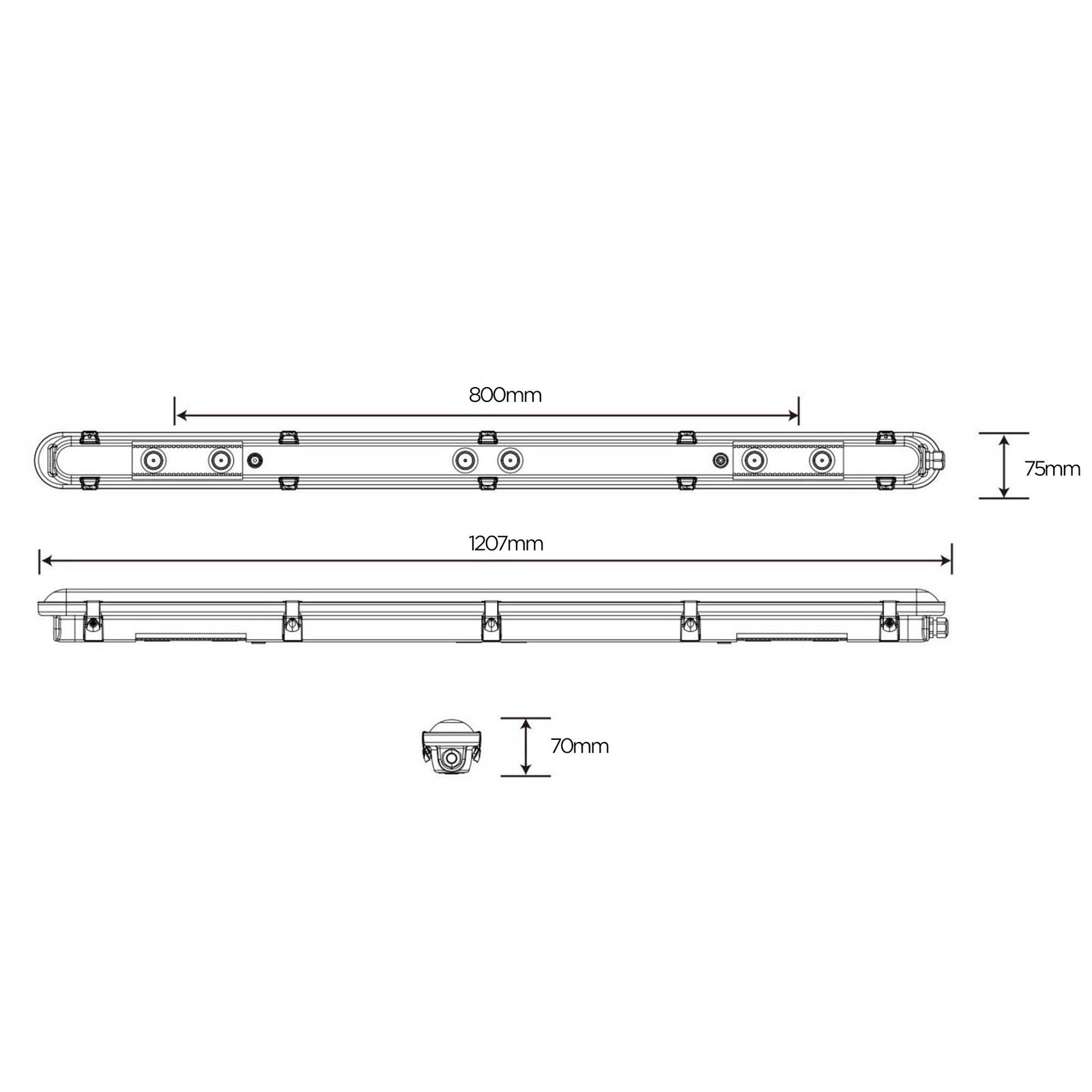Støvtæt LED-industribelysning 1200 mm IP66