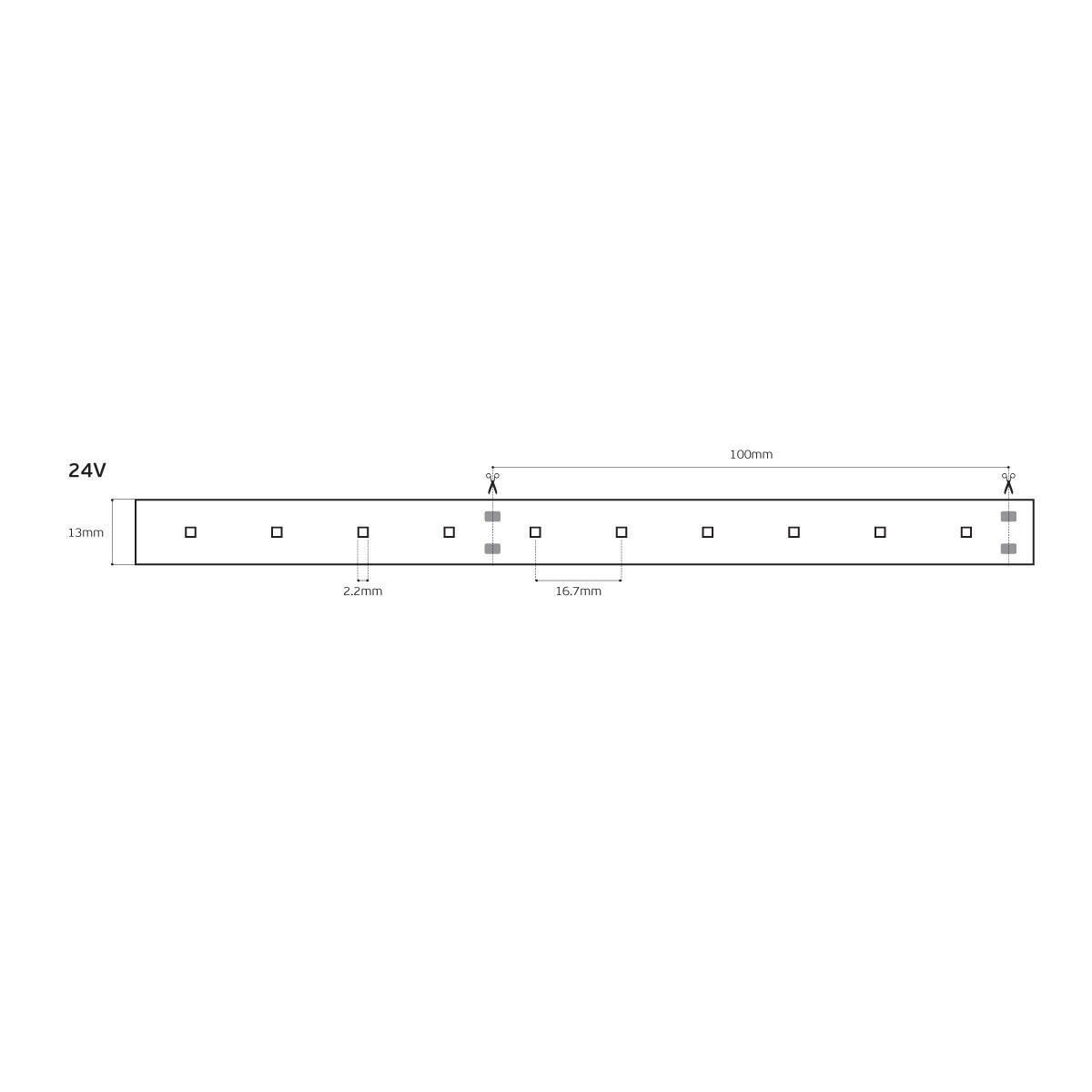 LED-bånd 24V CRI90 IP66 2700K (5 m)
