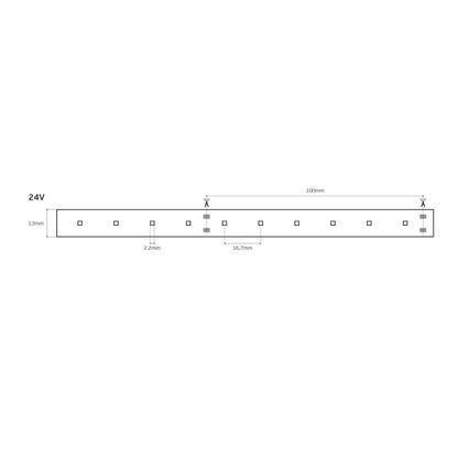 LED-bånd 24V CRI90 IP66 2700K (5 m)